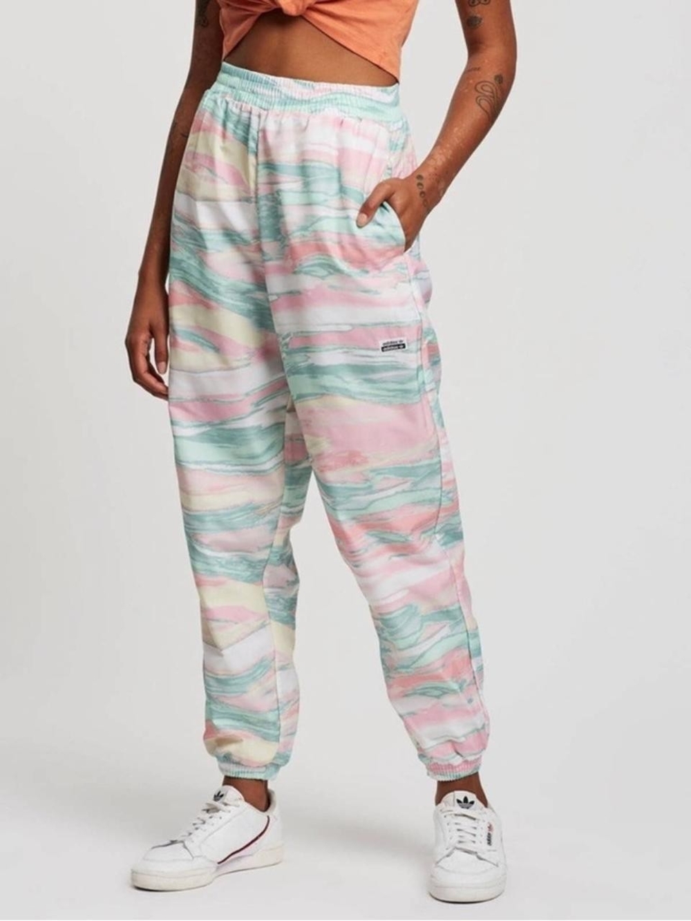 adidas Pastel Marble-Print Track Pants in Pink & Mint NWT sz. Xs